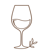 Icona stilizzata di un bicchiere di vino, simbolo della selezione Wine di Vaniglia & Cannella