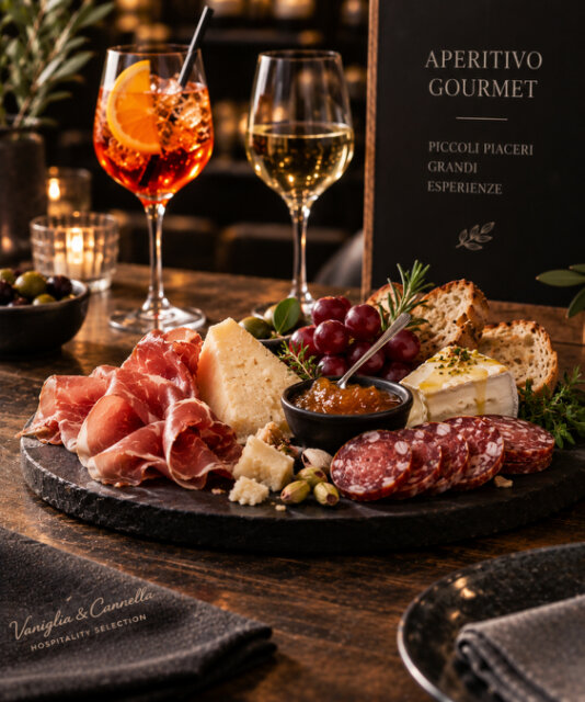 foto di tagliere di affettati e formaggi per indicare la sezione Aperitivo Gourmet del sito Vaniglia e cannella