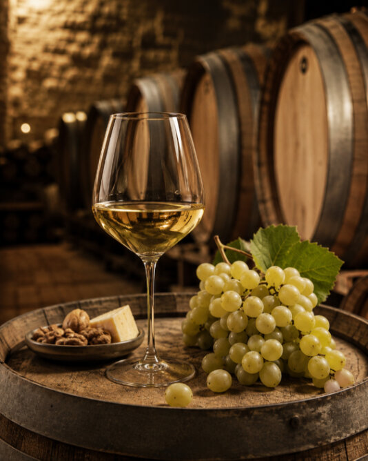 foto di calice di vino bianco che indica la sezione dedicata ai vini bianchi del sito Vaniglia e cannella